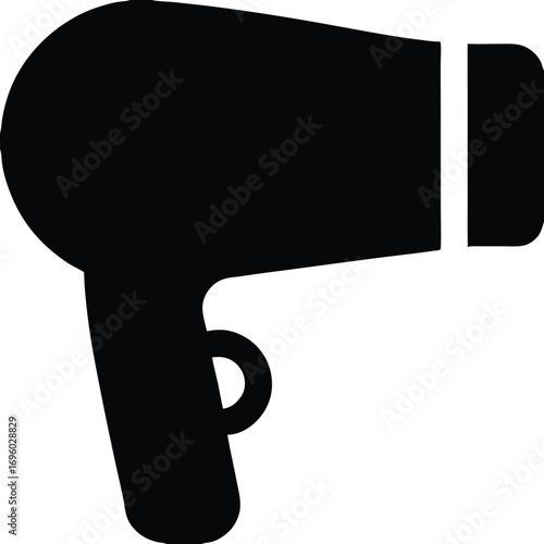A Stylized Silhouette Vector of a Handheld Hair Dryer for Beauty and Styling Purposes