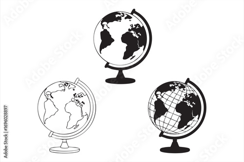 Education and Geography Icon Set of Globes for School, Learning, and Travel Design