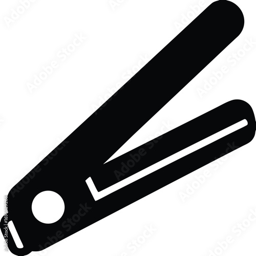 Black Silhouette Vector Icon of a Hair Straightener Tool for Hair Styling and Beauty Treatments