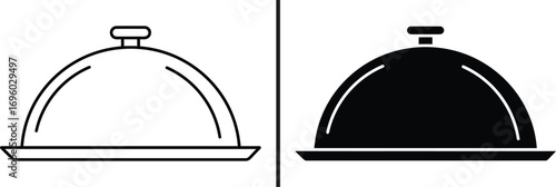 Classic Cloche Illustration: Elegant monochrome illustration of a classic cloche, perfectly showcasing culinary presentation and sophistication.