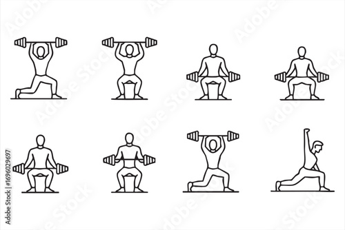Vector Collection of Exercise Icons for Fitness Training, Gym Routines, and Health Projects