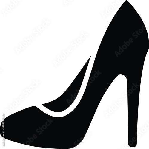 Elegant High Heel Shoe Silhouette Vector Illustration Featuring a Sleek Design Suitable for Fashion Graphics