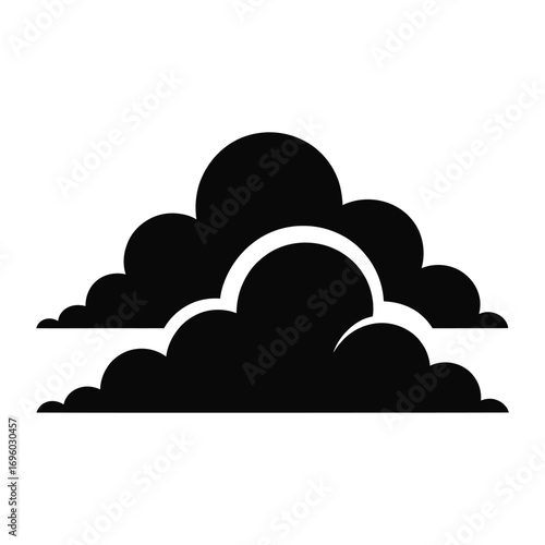 Stylized silhouette of cumulus clouds against white background