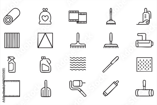 Vector Illustration of Cleaning Supplies and Tools for Housework, Janitorial, and Maintenance Design