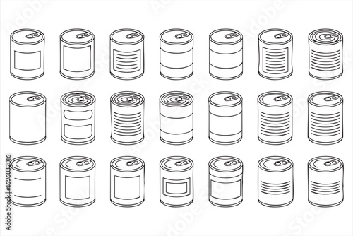 Minimal Canned Food Icons Vector Tin Containers and Labels