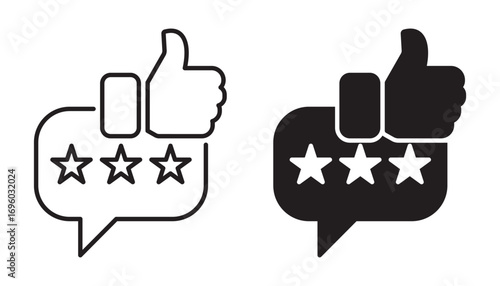 Set of two customer satisfaction review rating icons in different styles. Customer feedback rating sign for apps or websites