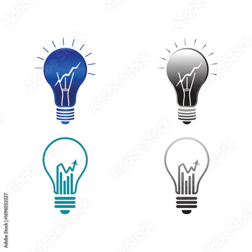 Light Bulb Growth Icons , Innovation and Progress Symbols