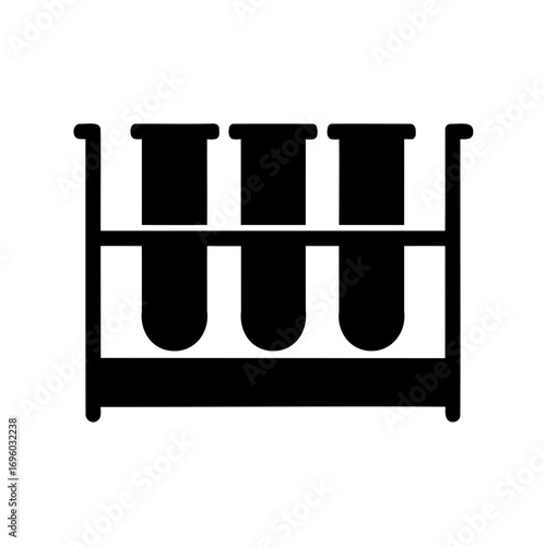 Black silhouette of three test tubes in a rack used in laboratory