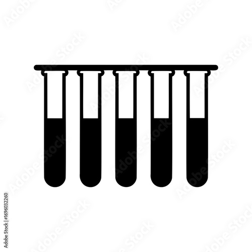Black and white illustration of test tubes with fluid for science experiment