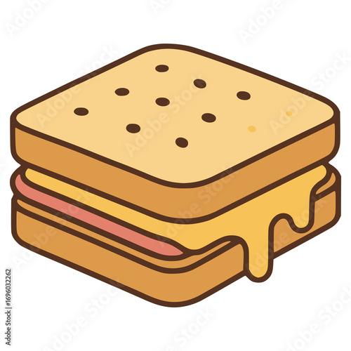 Croque Monsieur French sandwich flat color vector illustration template design