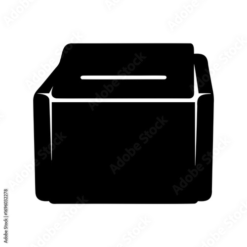 Simple Black Silhouette of a Donation Box or Ballot Box Icon
