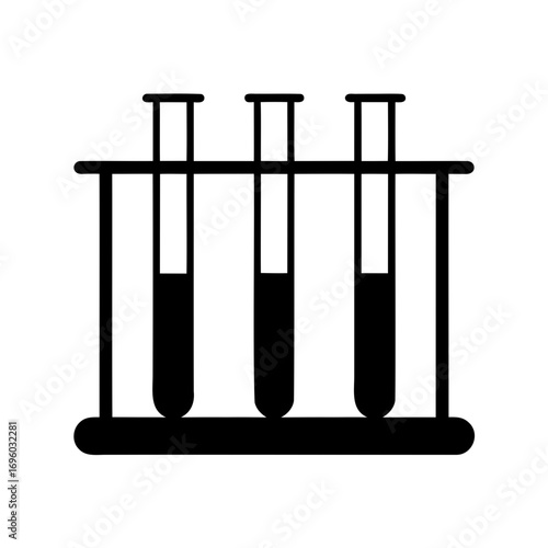 Silhouette illustration of three test tubes in a rack containing liquid