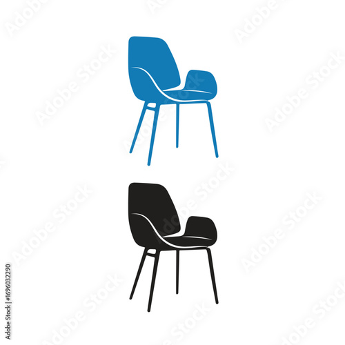 Contemporary Chair Design, Blue and Black Variations