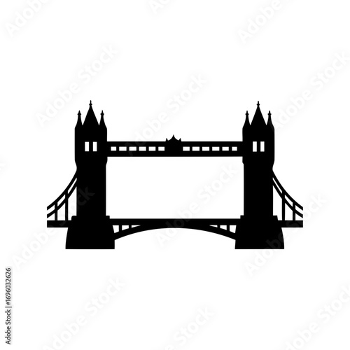 Monochromatic silhouette of the Tower Bridge in London, architecture masterpiece image