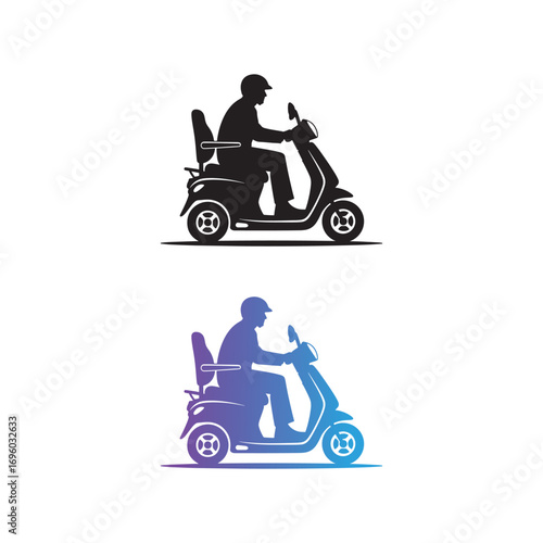 Mobility Scooter Silhouettes ,  Gradient and Black Variants