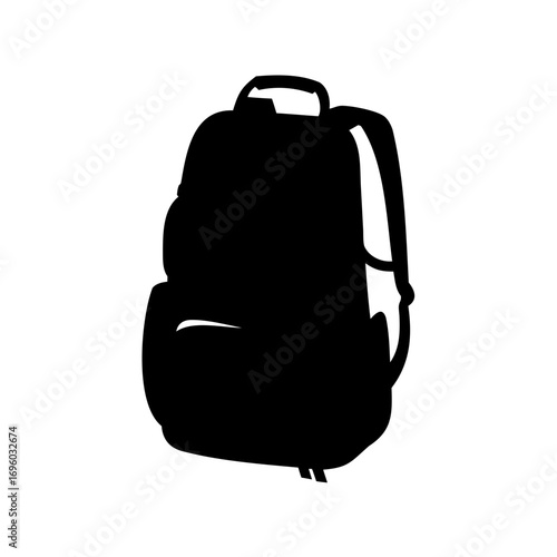 Silhouette of a stylish backpack suitable for school, travel, or hiking