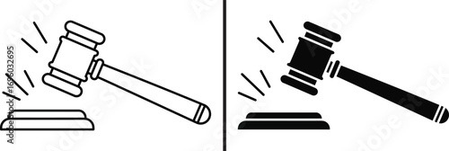 Justice's Judgement: A simple yet powerful illustration of a gavel, symbolizing law, order, and the decisive moment of judgment.
