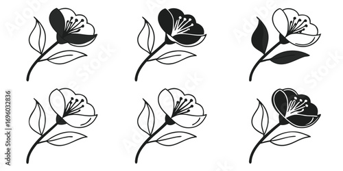 Minimalist Black and White Flower Illustrations.
