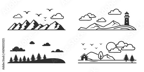 Minimalist Landscape Illustrations Collection.