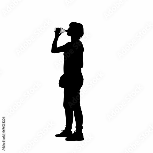 Silhouette of a woman drinking clean water promoting safe water awareness