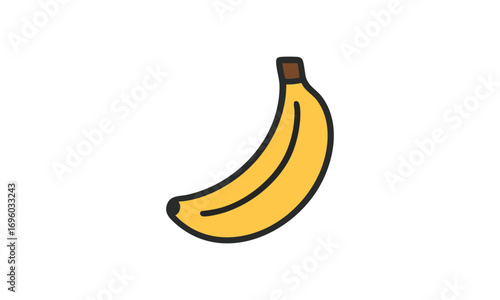 Banana Clip Art – Simple Yellow Fruit Illustration in Cartoon Style