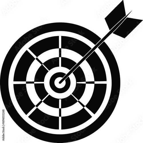 dart hitting target vector on transparent background