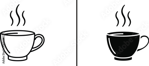 Hot Beverage Contrast: A stylish, eye-catching contrast of a steamy cup of coffee or tea, offered in both positive and negative space, to provide a striking and versatile visual.