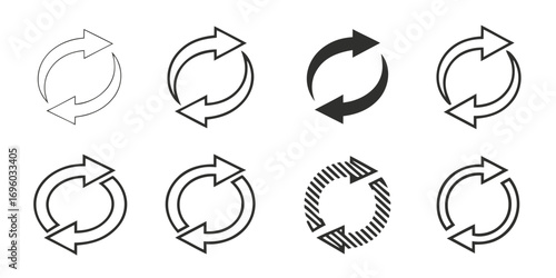curved-arrow-loop-icons-set---8-minimalist-icons--