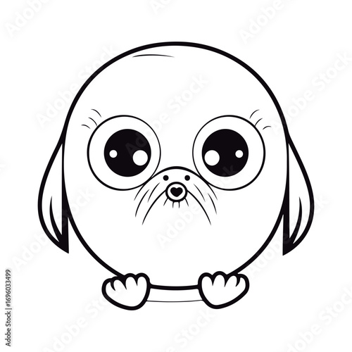 Cute Cartoon baby Mole kawai outlined for coloring book isolated on a white background.