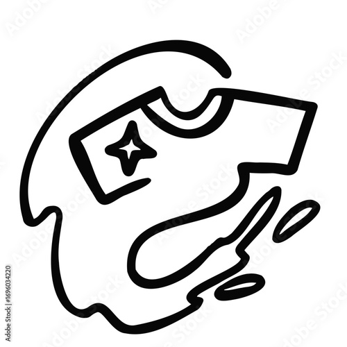 Laundry icon with hand drawn shirt illustration