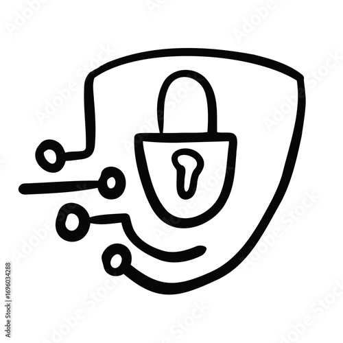 Padlcok icon with cyber security