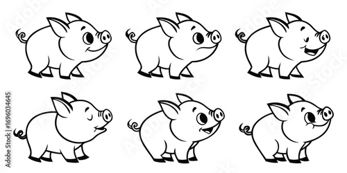 cartoon-piglet---icons-set---6-minimalist-icons---