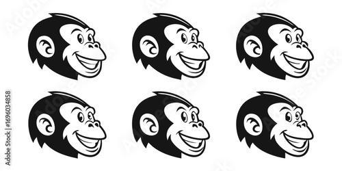 chimpanzee-smiling---icons-set---6-minimalist-icon
