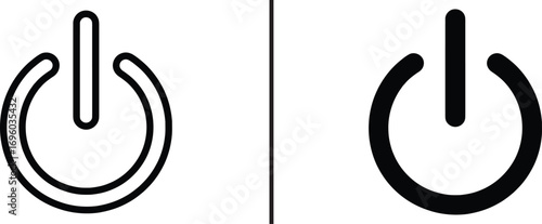 Power Button Icon: A minimalist power button icon, perfect for indicating on or off states, emphasizing clarity and functionality.