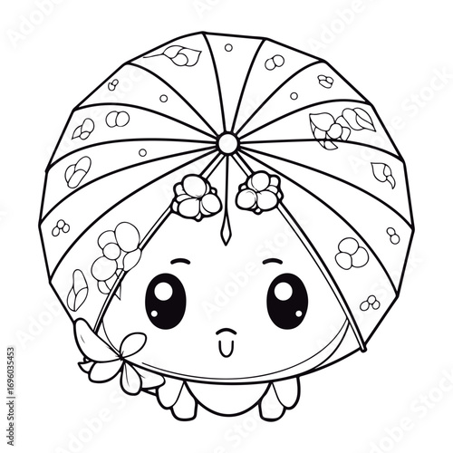 outlined baby Sand Doll kawai coloring page illustration.