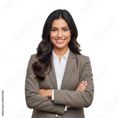 Confident businesswoman smiling with arms crossed on a black background portrait professional