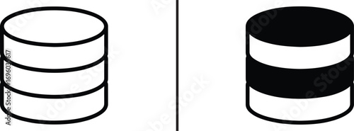Database Diagram Illustration: Minimalist illustration of database cylinders representing data storage, clarity of data organization.