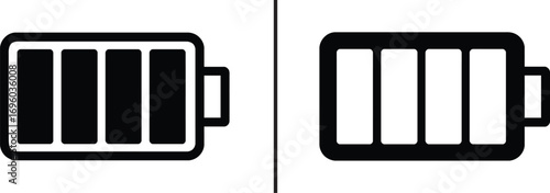 Battery Power: Two graphical representations of batteries, depicting full charge and a near-empty state, symbolize the spectrum of energy capacity and device readiness.