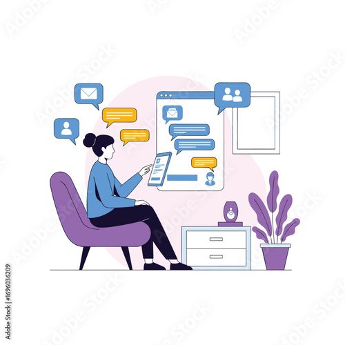 Digital communication and online messaging applications enhancing remote collaboration and personal connections through virtual conversations and information exchange