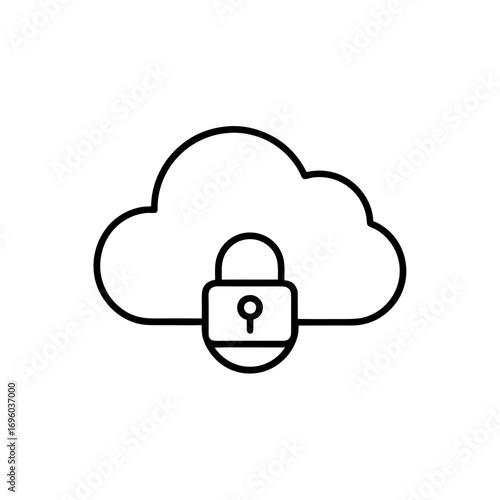 Cloud with padlock security data safety on transparent background