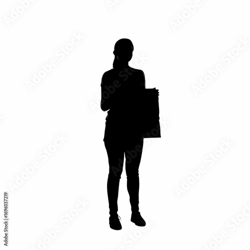 Silhouette of a woman holding an anti drug awareness poster