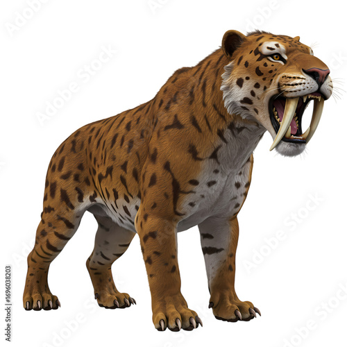 Smilodon Fatalis A Digital Reconstruction of the SaberToothed Cat isolated on transparent background