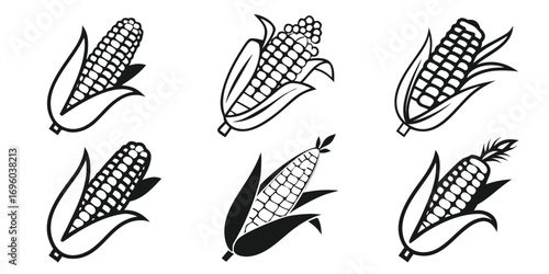 corn-on-the-cob-icons-set---6-minimalist-icons---b