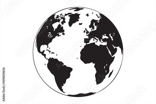 Simple World Map Globe Icon for Business Travel and Education