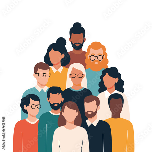 Diverse group of people standing together representing unity diversity inclusion and community togetherness