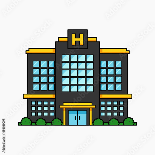 Simple Cartoon Hospital Building Illustration.