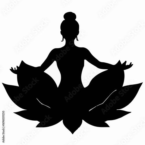 yoga in lotus silhouette 