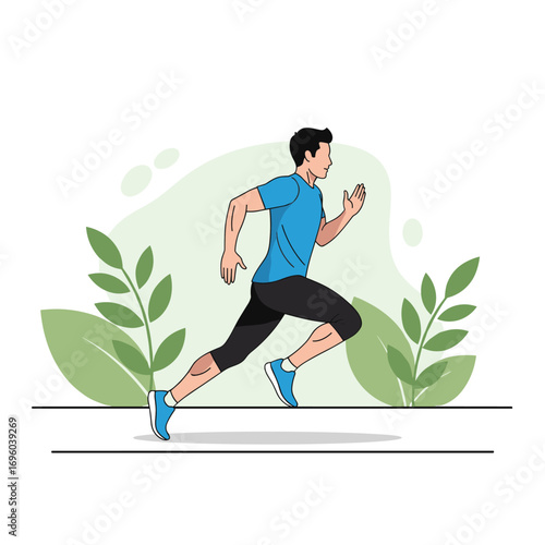 Active man enjoying outdoor running exercise and a healthy lifestyle