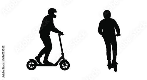 two people riding electric scooters side by side