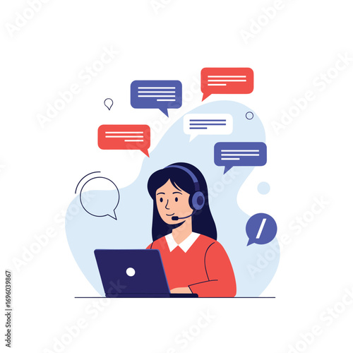 Customer service representative working online communicating through digital platforms and technology